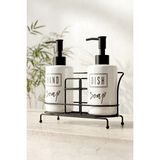 Kitchen Life 2'li Tezgah Üstü Metal Standlı Sünger Hazneli Sabunluk Seti 500 Ml-Mutfak Sabunluk Seti - Beyaz