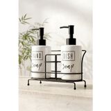 Kitchen Life 2'li Tezgah Üstü Metal Standlı Sünger Hazneli Sabunluk Seti 500 ml-Mutfak Sabunluk Seti