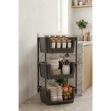 Kitchen Life 3 Katlı Oyuncak Toplama Rafı Banyo Düzenleyici Mutfak Rafı Sepet Sebzelik - Gri