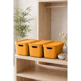 Kitchen Life 3'lü Kapaklı Çok Amaçlı Saklama Kutusu-Dolap Içi Düzenleyici 17 Litre - Sarı