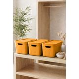 Kitchen Life 3'lü Kapaklı Çok Amaçlı Saklama Kutusu-Dolap Içi Düzenleyici 17 Litre - Sarı