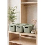 Kitchen Life 3'lü Kapaklı Çok Amaçlı Saklama Kutusu-Dolap Içi Düzenleyici 17 Litre - Yeşil