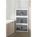 Kitchen Life 3'Lü Portatif Istiflenebilir Tekerleksiz Organizer Dolap - Plastik Dolap Banyo Mutfak Dolapları Beyaz