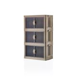 Kitchen Life 3'Lü Portatif Istiflenebilir Tekerleksiz Organizer Dolap - Plastik Dolap Banyo Mutfak Dolapları Kahverengi
