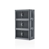 Kitchen Life 3'Lü Portatif Istiflenebilir Tekerleksiz Organizer Dolap - Plastik Dolap Banyo Mutfak Dolapları Siyah