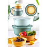 Kitchen Life 4 Boy Kapaklı Yuvarlak Aura Saklama Kabı Seti Aura Çırpma Kabı (7,5 Lt + 4lt + 2lt + 1lt)