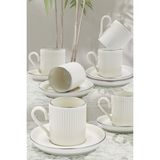 Kitchen Life 4 Parça 2 Kişilik Stackable Çizgili Gümüş Yaldızlı Kahve Fincan Takımı - Kahve Fincanı Seti 100 Ml - Beyaz