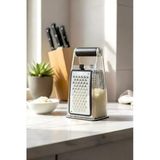 Kitchen Life 4 Parça Silikon Saplı Çift Taraflı Paslanmaz Çelik Rende , Ölçülü ,hazneli Sarımsak Rendesi 1 Litre