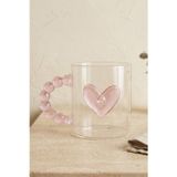 Kitchen Life 400 Ml Kalp Figürlü Boncuk Kulplu Borosilikat Cam Kupa Bardak