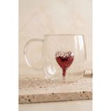Kitchen Life 450 ml Love Serisi Kalp Figürlü Borosilikat Cam Kulplu Kupa - Şeffaf