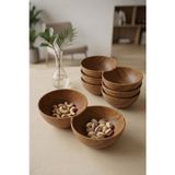 Kitchen Life 4'lü Akasya Görünümlü 2 Bölmeli Çerezlik,Sunum Kasesi-Dekoratif Kahvaltılık 19,5 cm