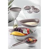 Kitchen Life 4'Lü Akordiyon Katlanır Süzgeç Seti - Mutfak Çeyiz Seti (Akordeon Saplı Pirinç Süzgeci Huni Krem)