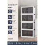 Kitchen Life 4'Lü Portatif Istiflenebilir Organizer Mıknatıslı Kapaklı Dolap - Sert Plastik Mutfak Banyo Dolabı,Beyaz