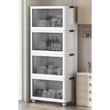 Kitchen Life 4'Lü Portatif Istiflenebilir Tekerlekli Organizer Dolap Plastik Banyo Mutfak Dolapları Saklama Kutu Beyaz