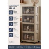 Kitchen Life 4'Lü Portatif Istiflenebilir Tekerlekli Organizer Dolap Plastik Banyo Mutfak Dolapları Saklama Kutu Kahverengi