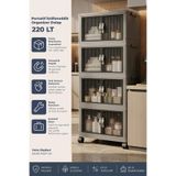 Kitchen Life 4'Lü Portatif Istiflenebilir Tekerlekli Organizer Dolap Plastik Banyo Mutfak Dolapları Saklama Kutu Siyah