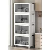 Kitchen Life 4'lü Portatif Istiflenebilir Tekerlekli Organizer Dolap Plastik Banyo Mutfak Dolapları Saklama Kutu