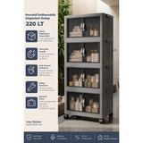 Kitchen Life 4'lü Portatif Tekerlekli Organizer Dolap Mutfak Banyo Saklama Kutusu Sepet Plastik - Siyah