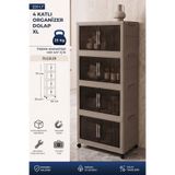 Kitchen Life 4'lü Tekerlekli İstiflenebilir Portatif Katlanabilir Çok Amaçlı Organizer Dolap-Mutfak Banyo Dolabı