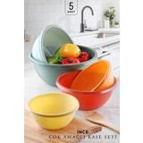 Kitchen Life 5'li Çok Amaçlı Neo Aura Yuvarlak Karıştırma Kasesi - (30+25+22+19+16,5cm) 5 Boy Badya Saklama Kabı