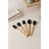 Kitchen Life 5'li Silikon ve Bambu Saplı Mutfak Gereçleri Seti-Spatula,fırça Servis Maşa Seti