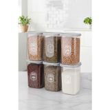 Kitchen Life 6 Adet Etiketli Ve Kaşıklı Şeffaf Baharatlık Seti -1200 Ml - 6 Lı Saklama Kabı Seti