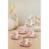 Kitchen Life 6 Kişilik Lovely Birds Porselen Altın Yaldızlı Kahve Fincanı Takımı - Gold Kuşlu Kahve Fincanı