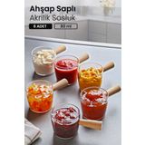 Kitchen Life 6 lı Ahşap Saplı Mıka Reçellik Sosluk Sofra Sunum Kahvaltı Seti - Ahşap Saplı Sunumluk 80 ml