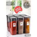 Kitchen Life 6'lı Antrasit Moly Dikdörtgen Saklama Kabı Seti 3200ML - Çoklu Set Yapılabilen Set Erzak