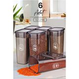 Kitchen Life 6'lı Mega Boy Etiketli Dikdörtgen Erzak Saklama Kabı Seti 3200ml Çay Şeker Saklama Kabı 3.2 Litre Antrasit