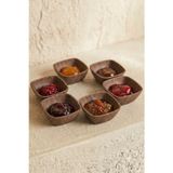 Kitchen Life 6'lı Mini Kare Akasya Görünümlü Çerezlik Kase Sunum Seti-Dekoratif Kahvaltılık Sosluk