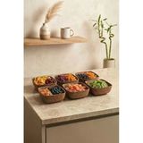 Kitchen Life 6'lı Mini Kare Akasya Görünümlü Çerezlik Sunum Kasesi-Dekoratif Kahvaltılık 10 cm - Kahverengi