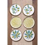 Kitchen Life 6'lı Özel Tasarım Handmade 16 cm Stackable Güz Yaprak Pasta Tabak Seti - Tatlı Tabağı Seti