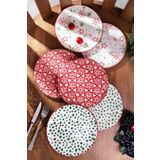 Kitchen Life 6'lı Özel Tasarım Handmade 21cm Yılbaşı Pasta Tabak Seti - 6 Adet Yeni Yıl Serisi Pasta Tabak Seti