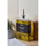 Kitchen Life 750 ml Gümüş Kare Yağlık Sirkelik Seti - Zeytinyağı Sıvı Yağı Şişesi Sosluk Sirkelik Seti - Şeffaf