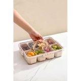 Kitchen Life 8 Bölmeli Silikon Vakum Kapaklı Kahvaltılık Sunum Seti - Çok Fonksiyonlu Takım Çantası Bej