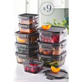 Kitchen Life 9'lu Tam Vakumlu Kilitlli Erzak Saklama Kabı Seti -Hava Geçirmez (400ML x 800ML x 1400ML) Sızdırmaz