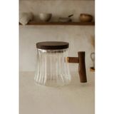 Kitchen Life Akasya Kapaklı Borasilikat Cam Süzgeçli Kupa Bardak Bitki Çayı Bardağı Kupası 400 Ml Beyaz
