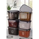Kitchen Life Avantajlı 6'Lı Antrasit Moly Dikdörtgen Saklama Kabı Seti 1300Ml Çoklu Set Yapılabilen Set Erzak