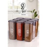 Kitchen Life Avantajlı 9'lu Etiketli Boly Kare Saklama Kabı Seti 1750ML Çoklu Set Yapılabilen Erzak Kavanoz