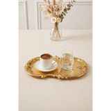 Kitchen Life Bulut Gold Işlemeli Vintage Tepsi,şık Servis Tabağı-Sunum Tepsisi Sunumluk 31 cm