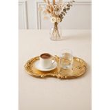 Kitchen Life Bulut Gold İşlemeli Vintage Tepsi,Şık Servis Tabağı-Sunum Tepsisi Sunumluk 31 Cm,Altın