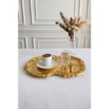Kitchen Life Bulut Gold Işlemeli Vintage Tepsi,sunum Tepsisi-Şık Servis Tabağı 31 cm Nişan Tabağı
