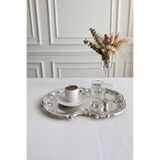 Kitchen Life Bulut Paslanmaz Çelik Gümüş Işlemeli Vintage Tepsi,sunum Tepsisi-Şık Servis Tabağı 31 cm