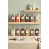 Kitchen Life Etiketli 12'li Akrilik Yeşil Sızdırmaz Kapaklı Vakumlu Kare Baharatlık Seti 300 ml
