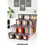 Kitchen Life Etiketli 18'li Square Kare Saklama Kabı Seti 6X1.75LT+1.2LT+055LT - Antrasit Erzak Kavanoz
