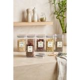 Kitchen Life Etiketli 6'lı Akrilik Gri Sızdırmaz Kapaklı Vakumlu Kare Baharatlık Seti 300 ml