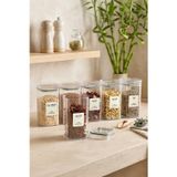 Kitchen Life Etiketli 6'lı Akrilik Yeşil Sızdırmaz Kapaklı Vakumlu Kare Baharatlık Seti 300 ml