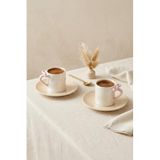 Kitchen Life Fiyonk 4 Parça 2 Kişilik Porselen Kahve Fincan Takımı 100 ml - Beyaz