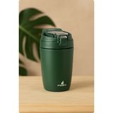 Kitchen Life Froska Sızdırmaz Pipetli Termos Bardak 550 ml Çift Katmanlı Paslanmaz Çelik, Kilitli Kapak - Yeşil - 0,50 lt